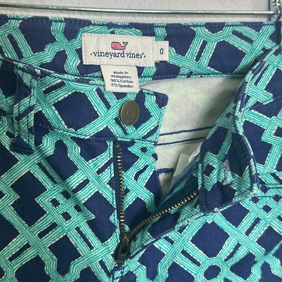 Vineyard Vines Blue Aqua Lattice Print Skinny Jeans Womens Size 0 - Picture 5 of 11